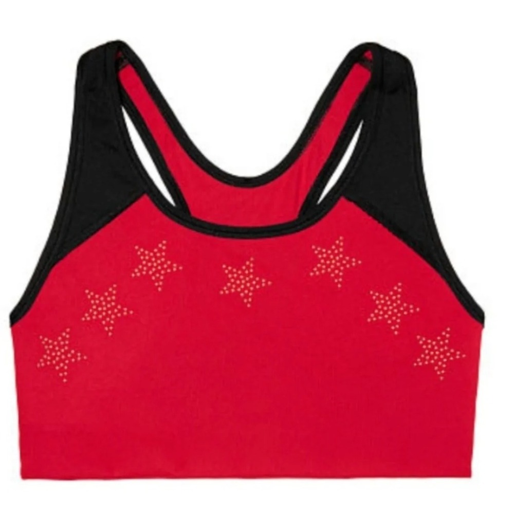 NWOT Victoria's Secret PINK Ultimate Red Studded Star Racerback Sports Bra Large